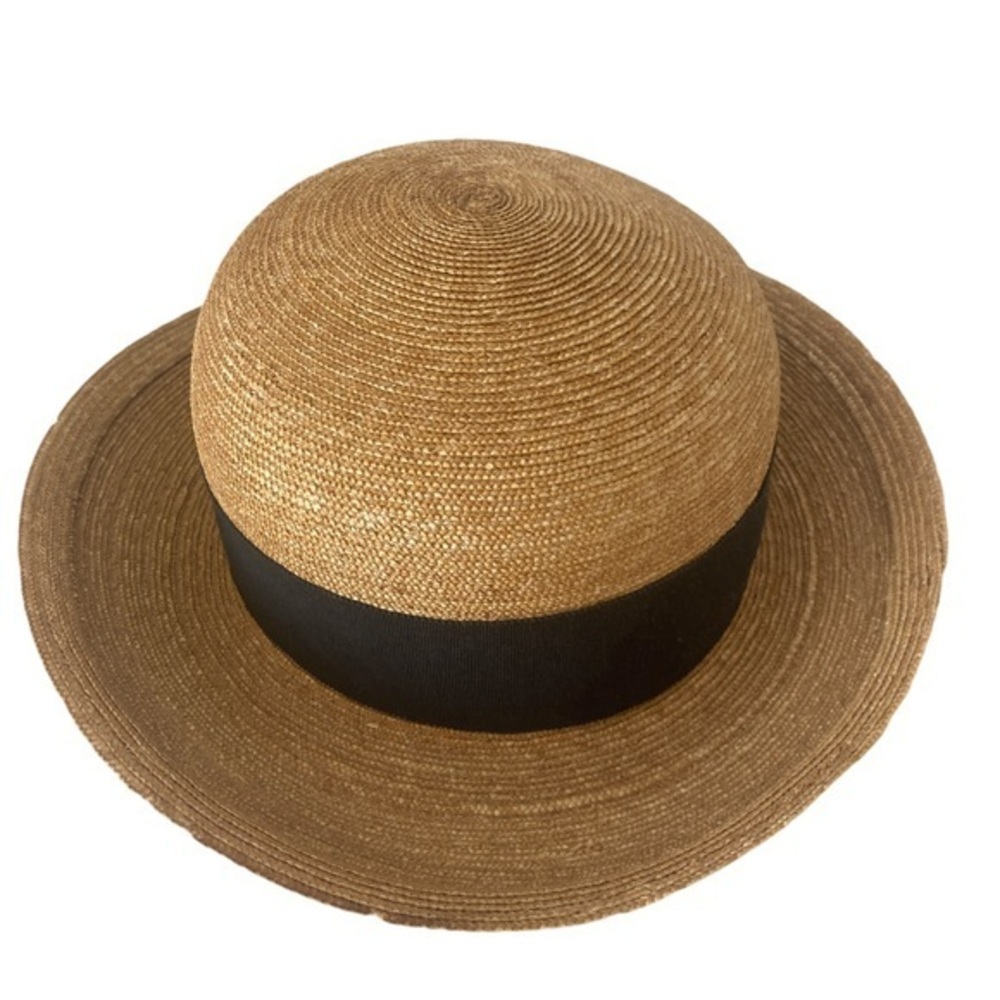 Old Susanna of Naples Straw Hat - tan , ribbon gold detail , straw , NWT ,